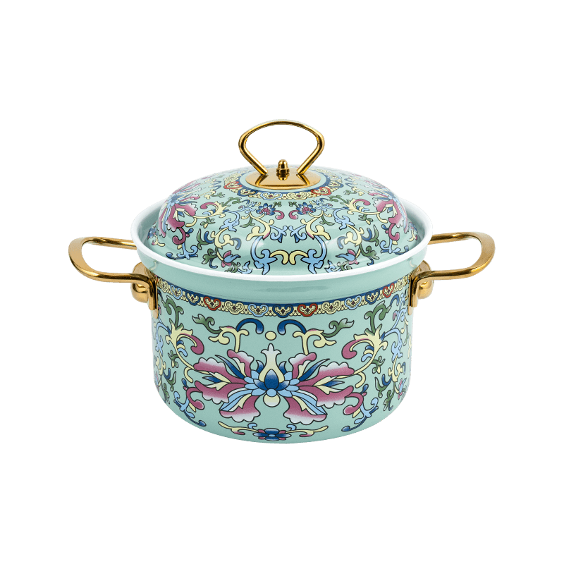 753d emaille wijd uitlopende rand morsbestendige rechte pot