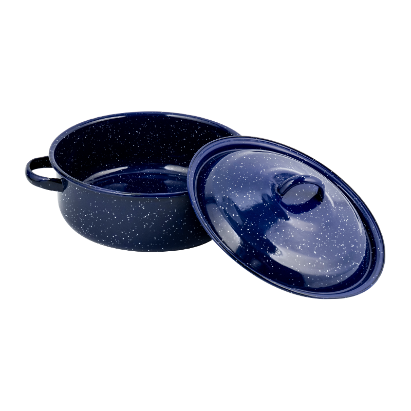 768d emaille wijd uitlopende rand recht lage stockpot